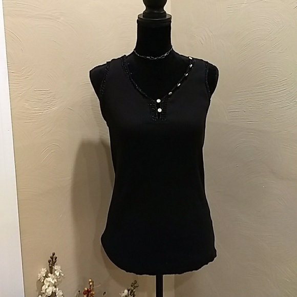 Apostrophe knitted black tank - Picture 3 of 5